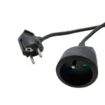 Cordon RALLONGE – FICHE 2P+T MALE COUDEE // FICHE 1P+T FEM. DROITE – CABLE 3X1,5MM² – Noir – 5M