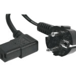 Cordon d’alimentation – FICHE 2P+T MALE COUDEE –> FICHE IEC C13 FEM. COUDEE – 3 x 1mm² – Noir – 3M