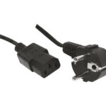 Cordon d’alimentation – FICHE 2P+T MALE COUDEE –> FICHE IEC C13 FEM. DROITE – 3 x 1mm² – Noir – 5M
