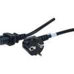 Cordon d’alimentation – FICHE 2P+T MALE COUDEE –> FICHE IEC C15 FEM. DROITE – 3 x 1mm² – Noir – 1,8M