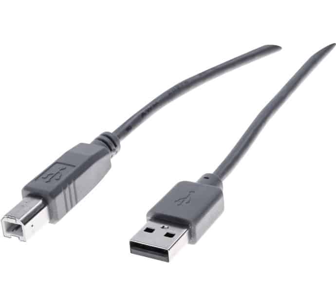 Cordon USB – MALE/MALE – TYPE A/B – 2.0 – CordonON S/FTP (blindage double) – Gris – 0,6M x1PCS