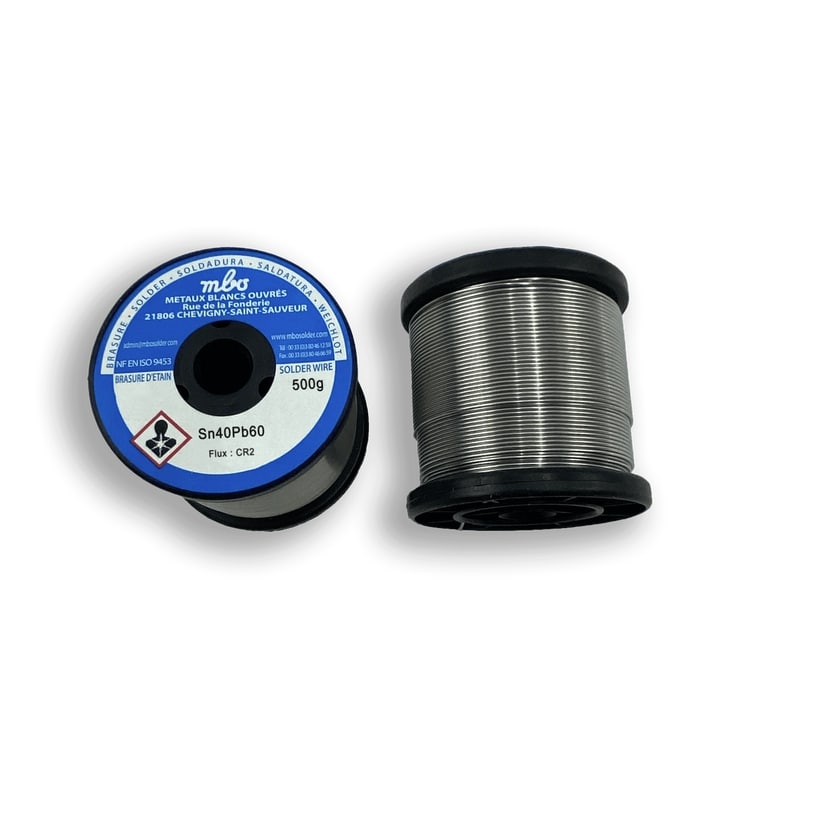 Fil de soudure plombé – Sn62 Pb36 Ag2 – 7/10 (0,7mm) – Flux CR2 – Bobine 500G